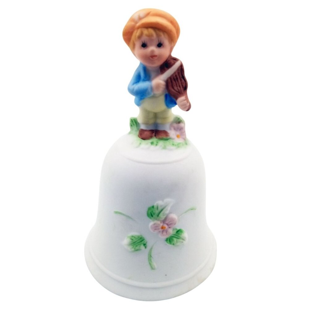 Bell Homco Boy Plays Violin Vintage Collectible Porcelain Musician 4 Inches 1416